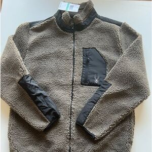 NWT Spyder Men's Size L Fur Sherpa Militant‎ Full Zip Jacket Pockets $129 (B1)